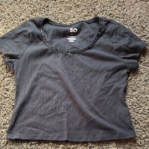 SO Women's Elegant Black Short Sleeve Top